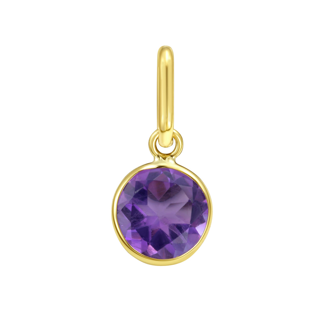 14K Round Amethyst Charm