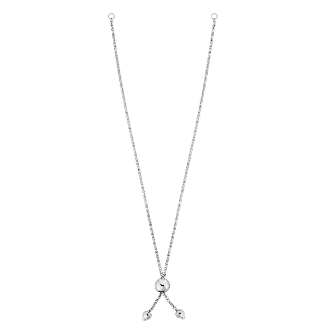 14K Gold Round Wheat Chain with Ball Slide Friendship Bracelet